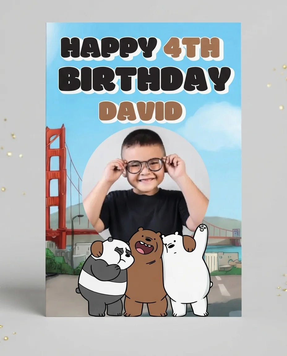 Personalised We Bare Bears Mega Card displayed against a plain studio background