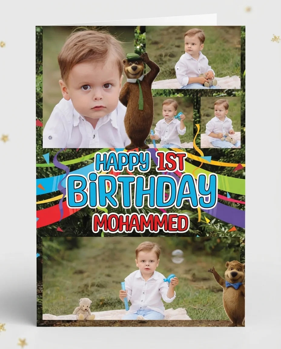 Personalised Yogi Bear Mega Card displayed against a plain studio background