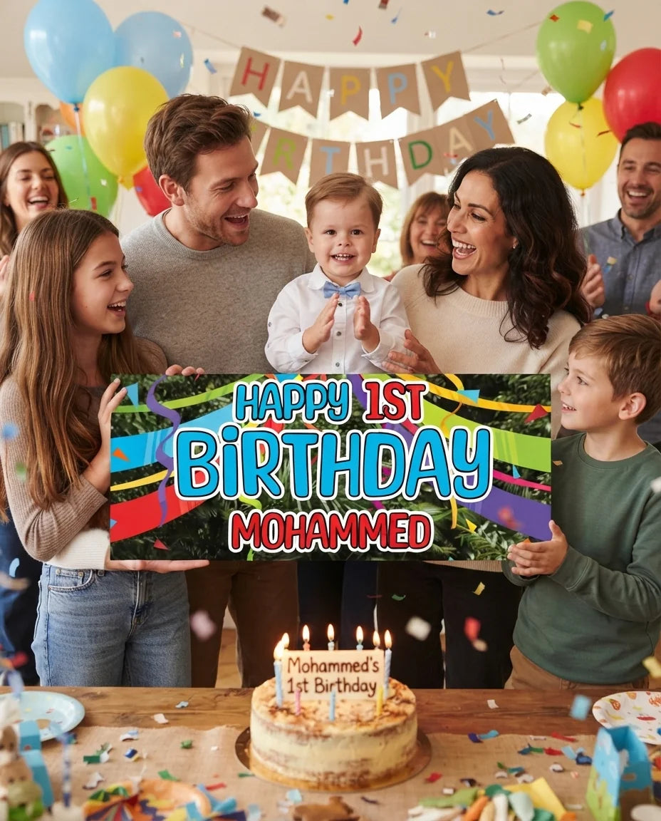Friends and family celebrating with the personalised Yogi Bear Mega Card